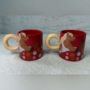 2 NWT Starbucks 2026 Lunar Year of the Horse White Pink Red Floral Coffee Mugs